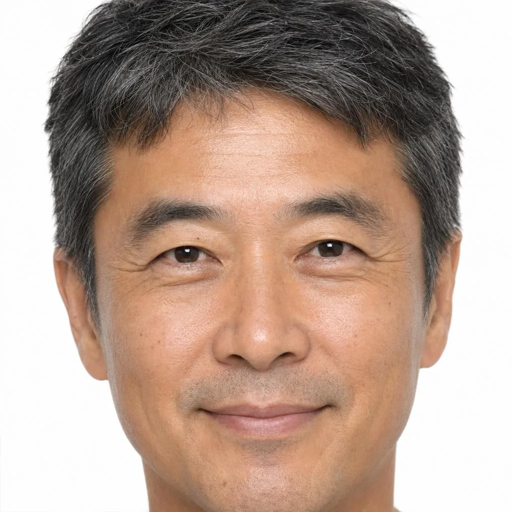 Casting portrait of Hiroshi, a Nightjar AI fashion model